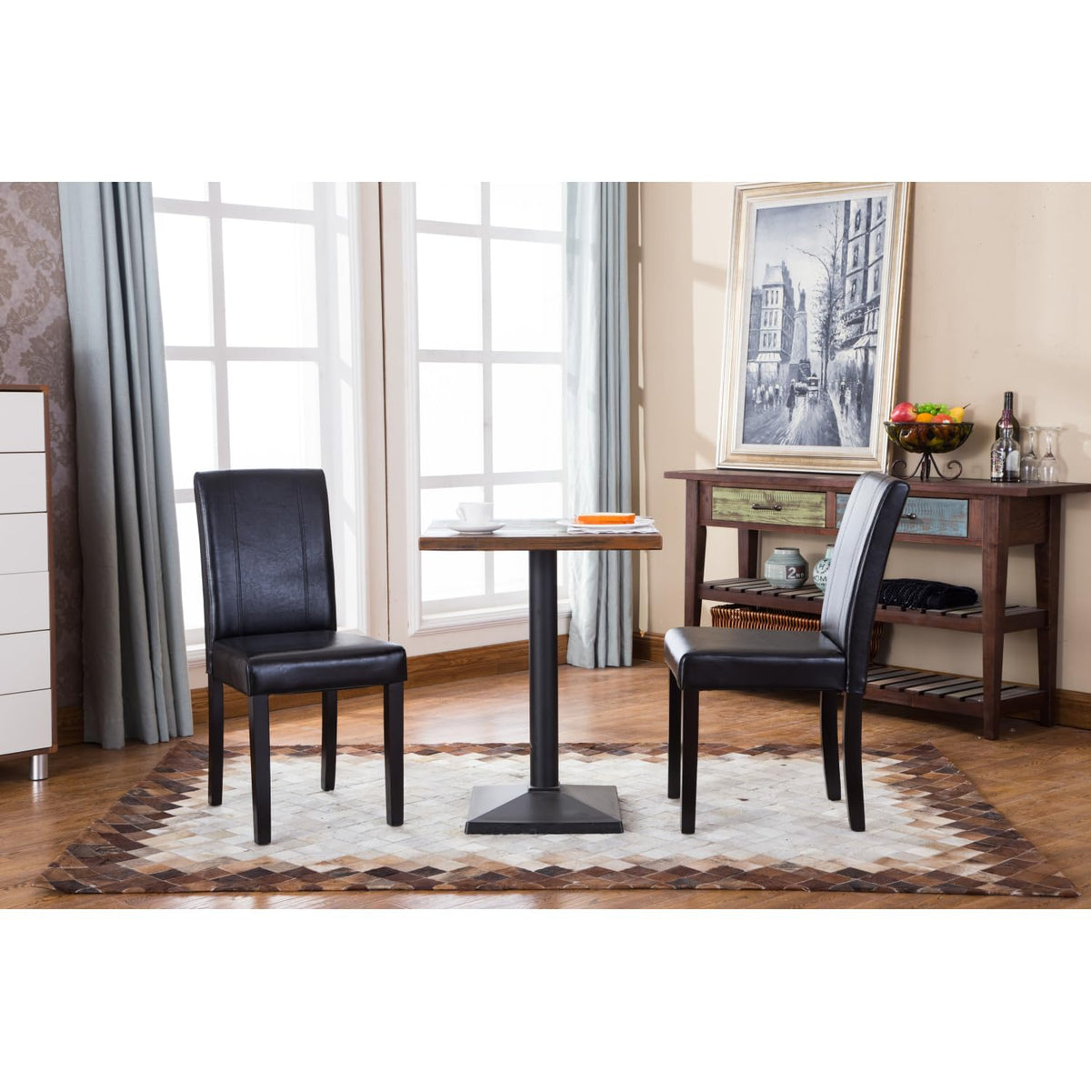 Solid Wood Leatherette Parson Chair Set of 2 S1963