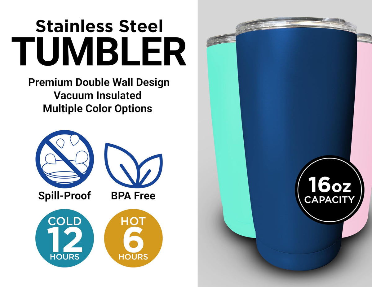 16 oz Insulated Stainless Steel Tumblers 2 Pack Black M470217