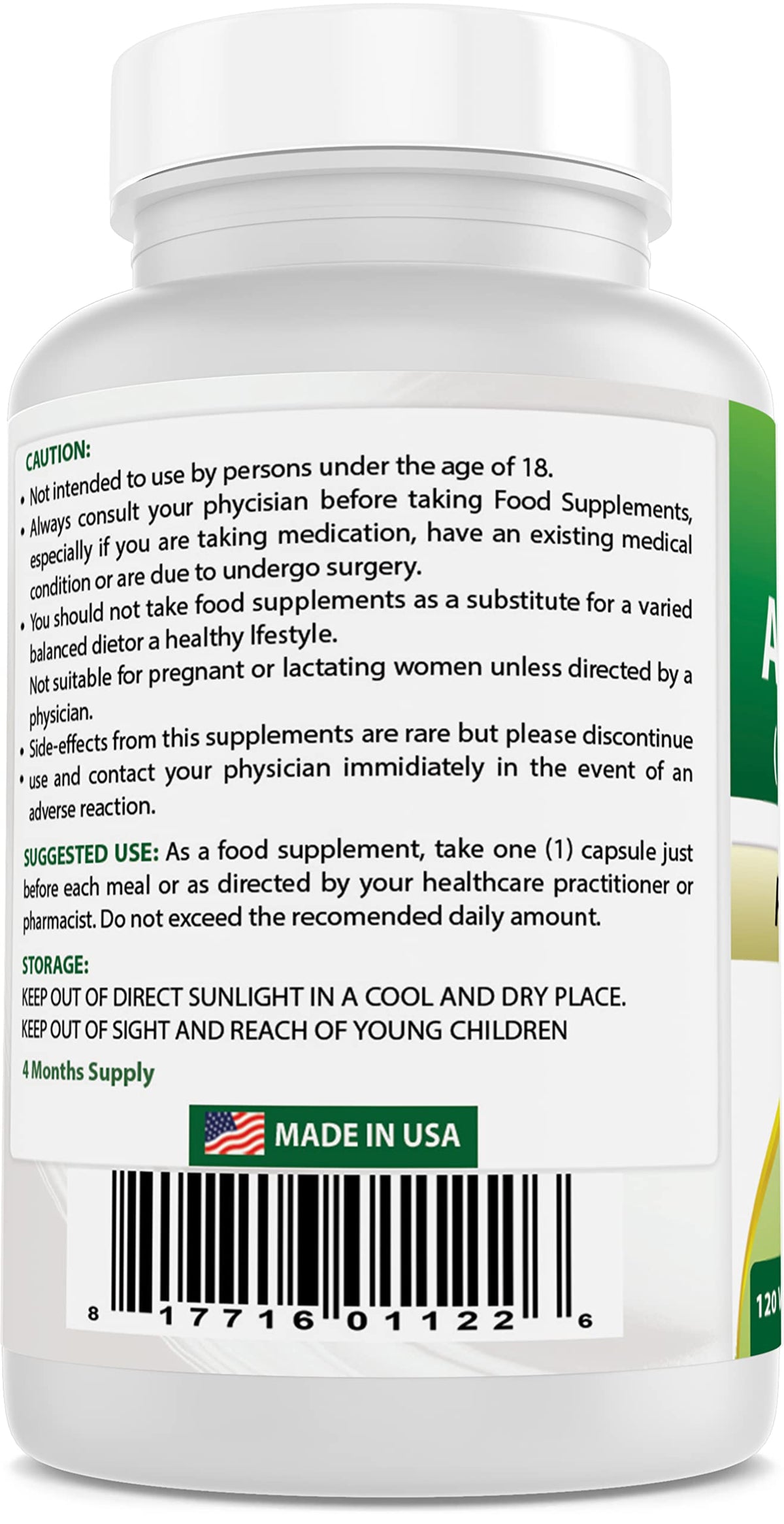Ashwagandha Capsules 500 mg 120 Count C731