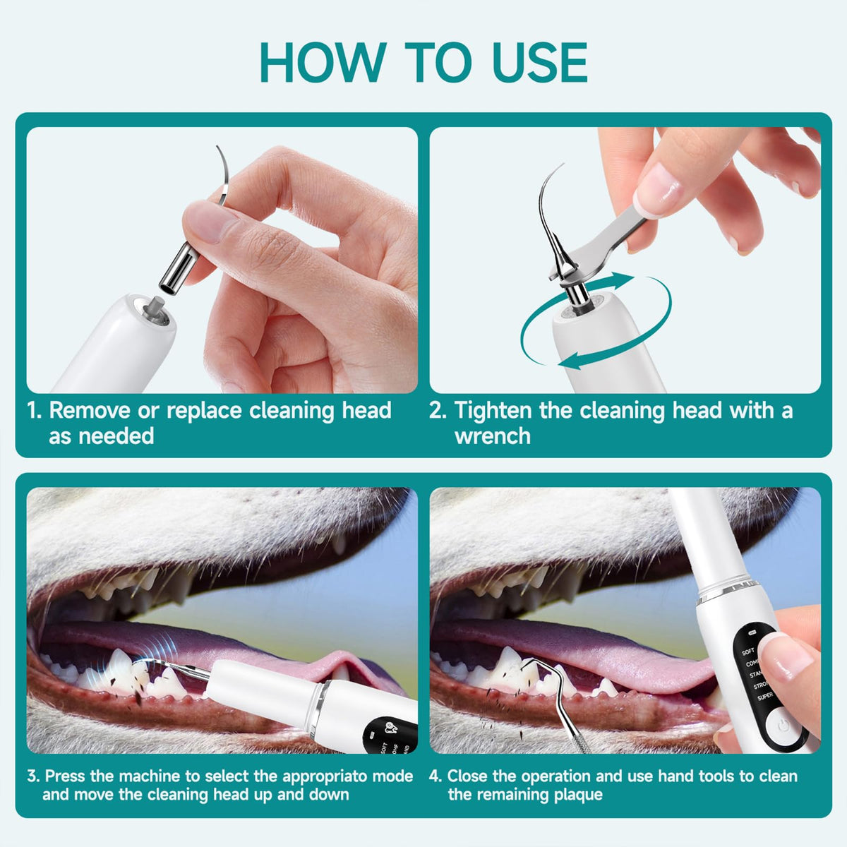 Dog Plaque Remover with LED Light Electric Toothbrush E1092