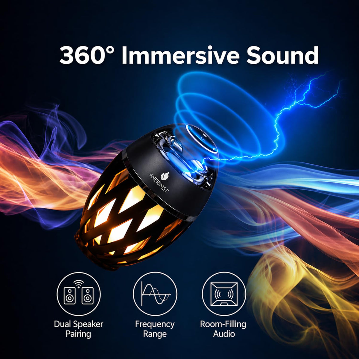 Black 2 Pack Waterproof Bluetooth Speaker with LED Torch Light S9972