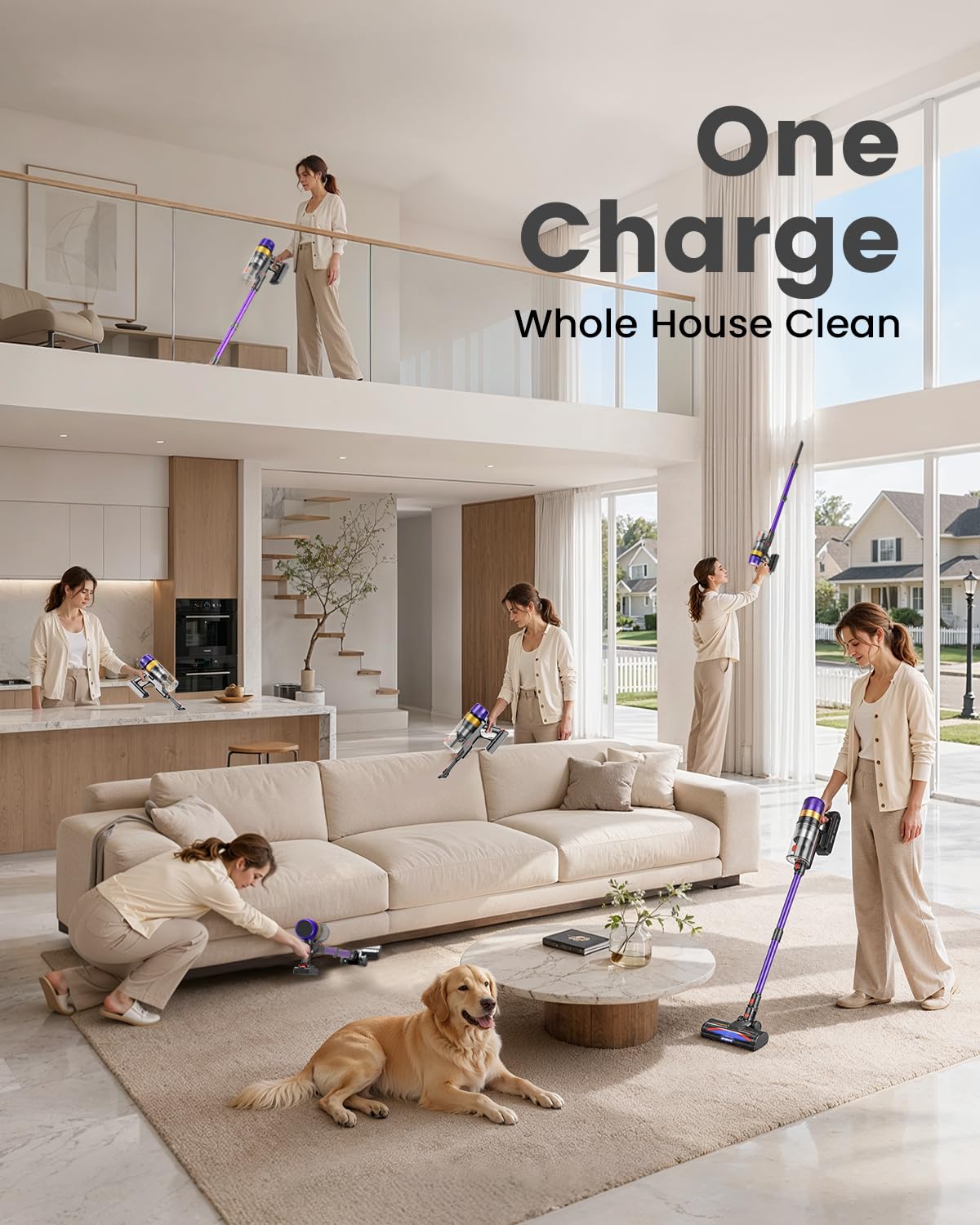 Cordless Stick Vacuum Cleaner 620W 55KPA 75Min 1.8L U1066