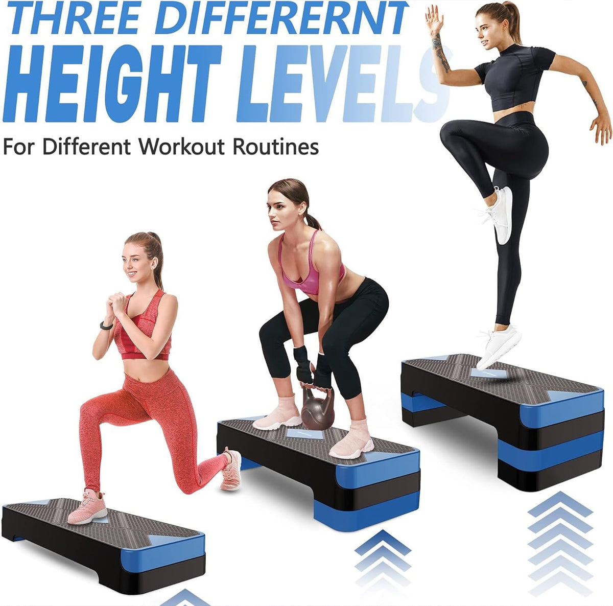 Adjustable Aerobic Exercise Step with 4” 6” 8” Risers I656492