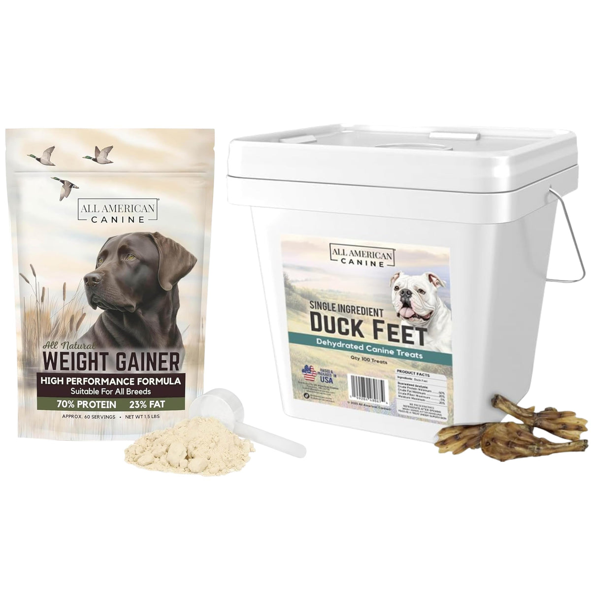 Dog Weight Gainer Powder & Duck Feet Bundle V62508