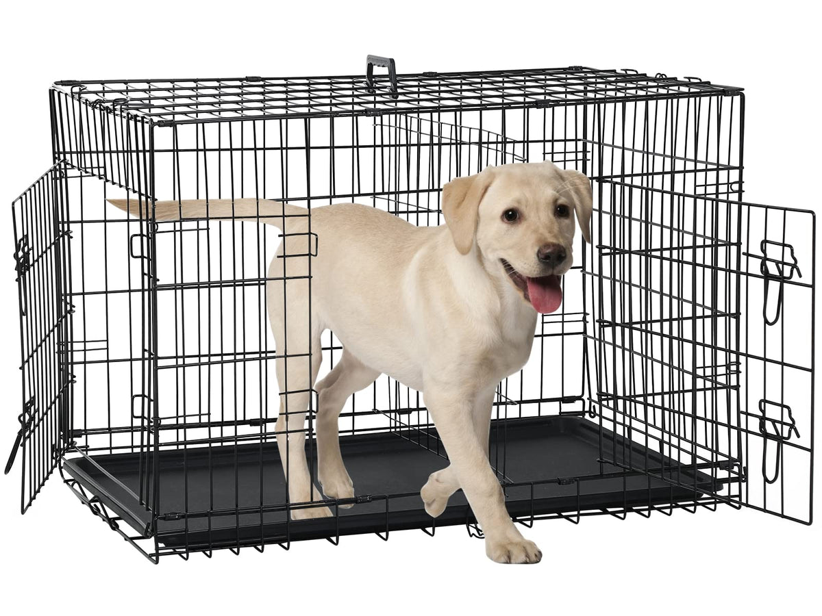 Folding Metal Dog Crate with Tray & Divider A5598