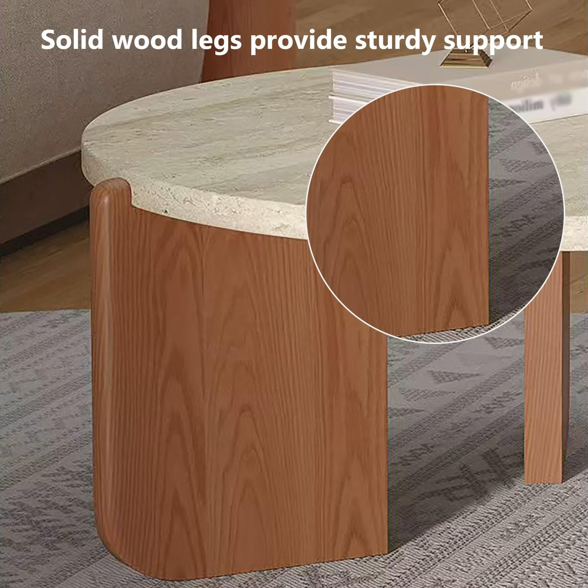 Solid Wood Stone Top Coffee Table E924278
