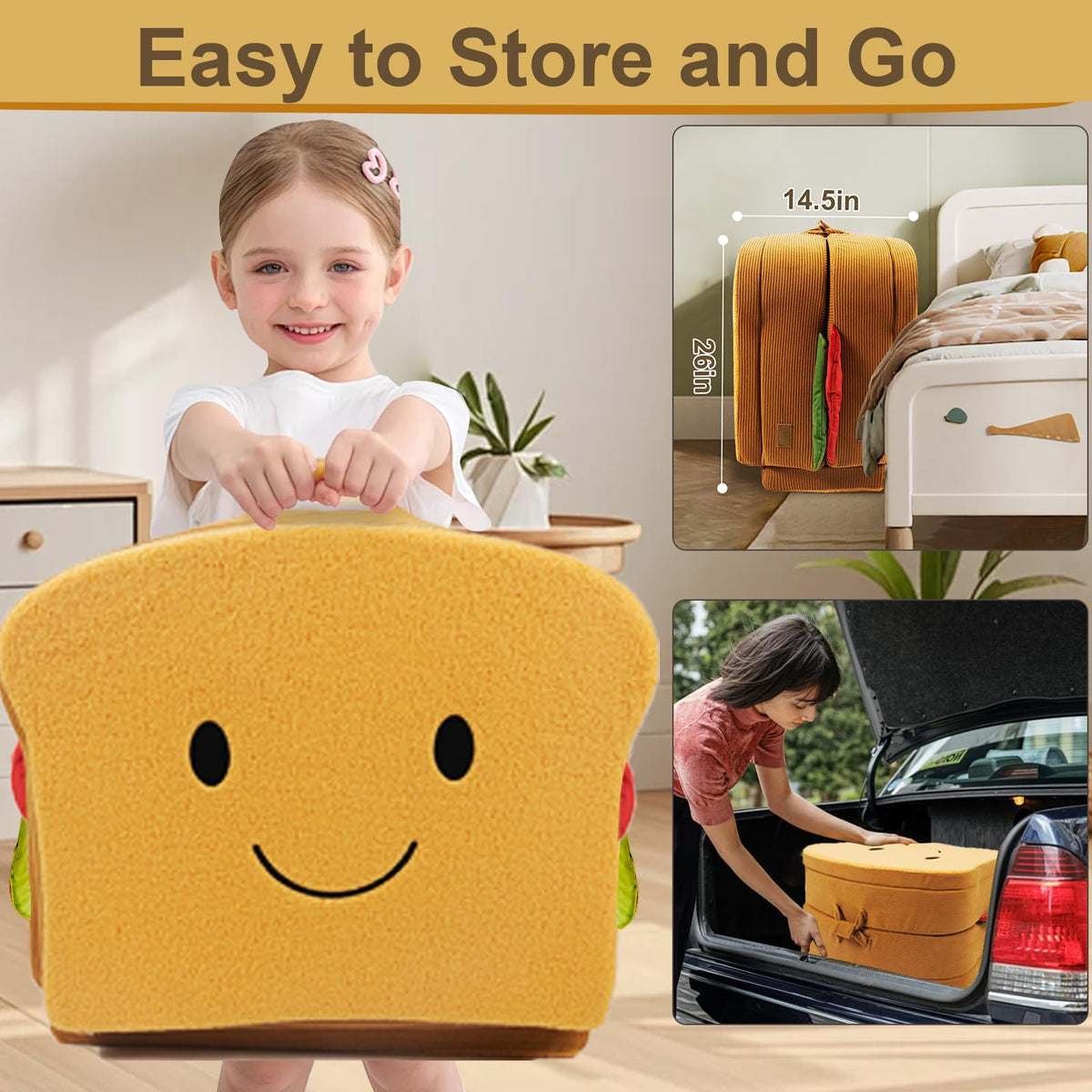Portable Foldable Soft Foam Toddler Travel Bed with Safety Rail M26209