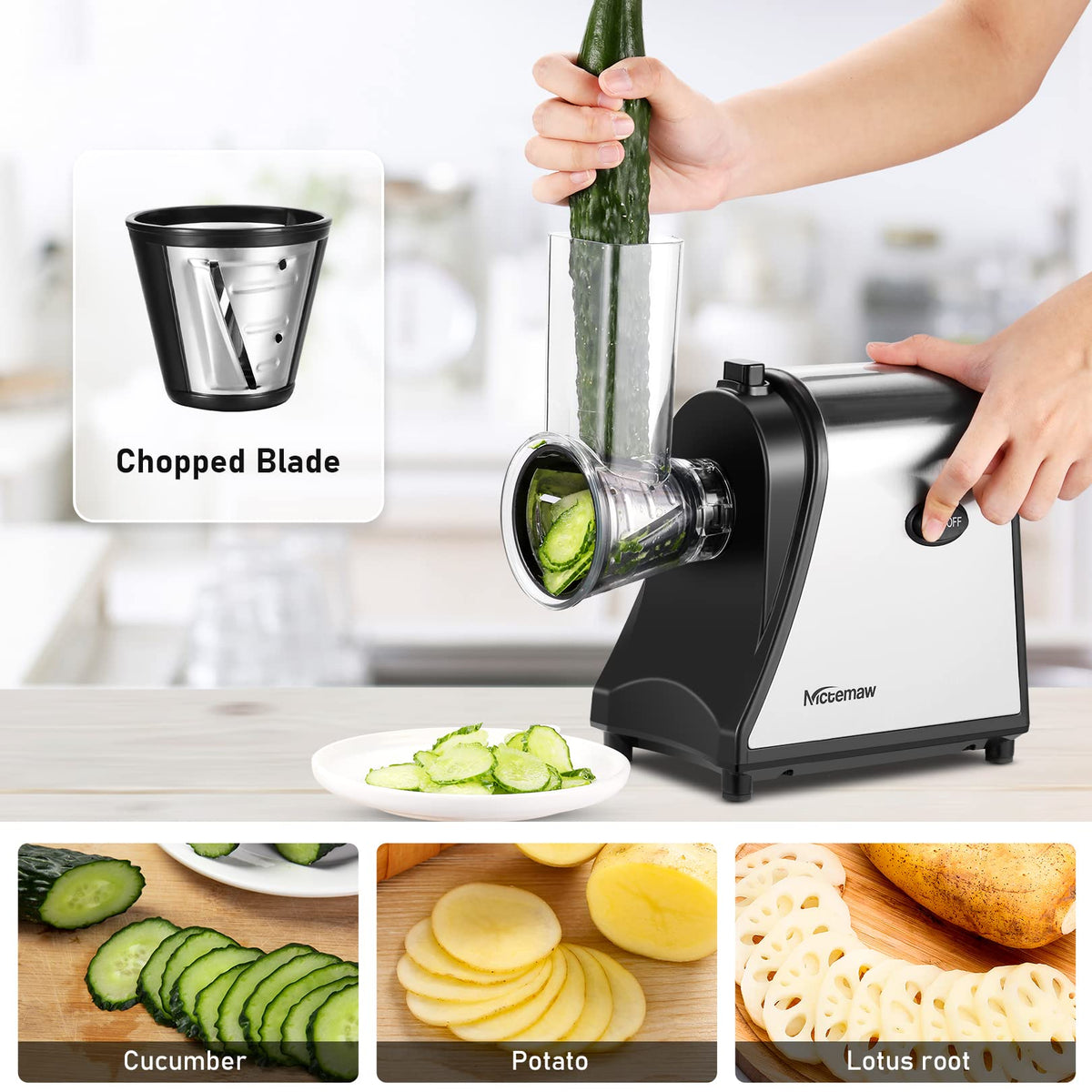 Electric Vegetable Cutter 500 W with 5 Cutting Drums O731