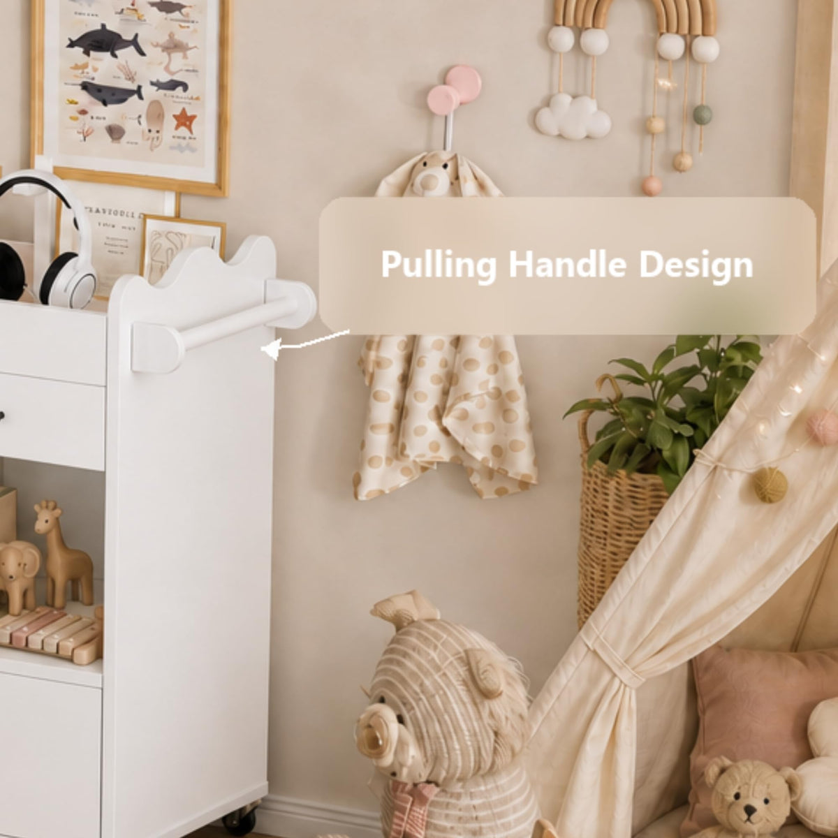 White 2 Drawer Baby Changing Table with Wheels K304441