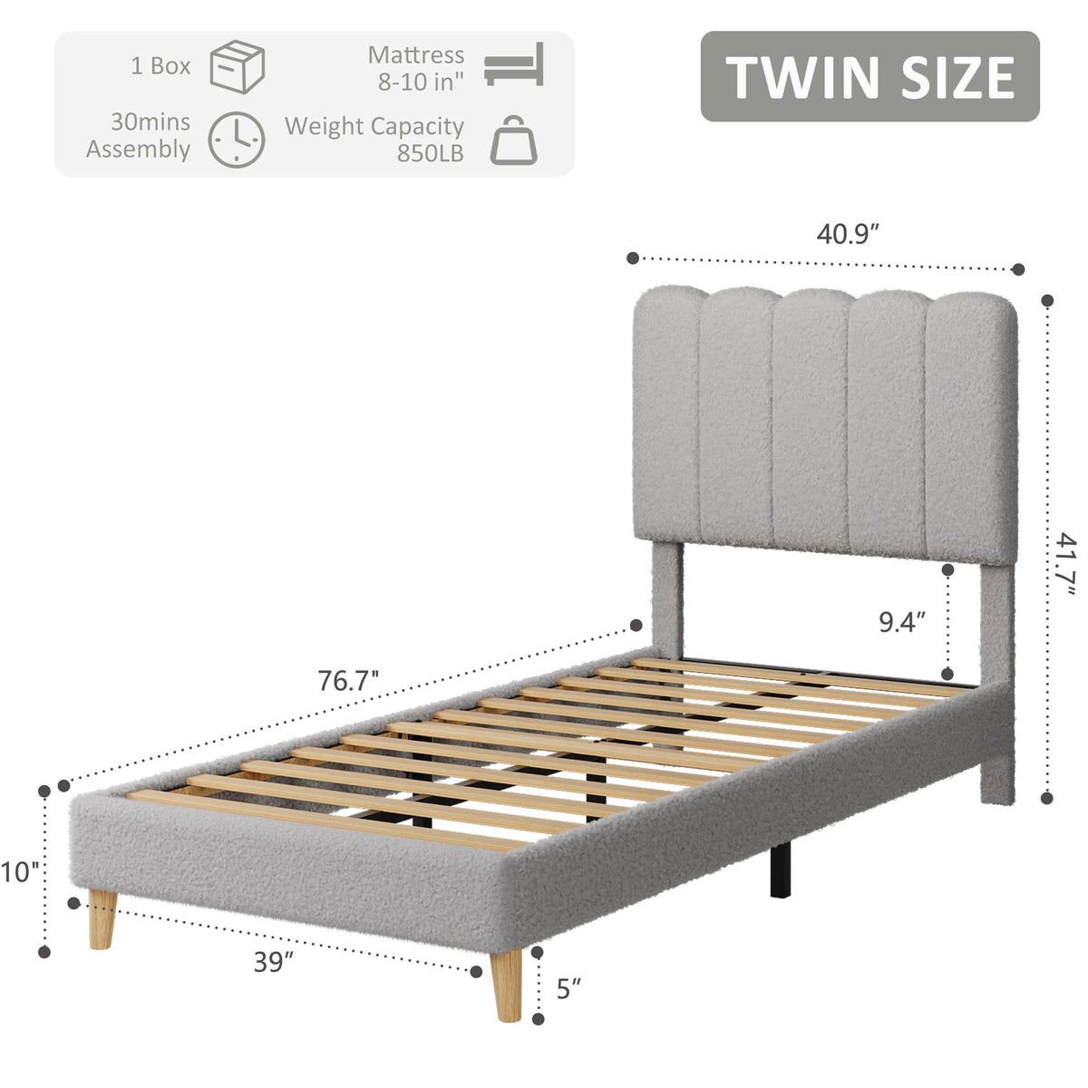 Twin Bed Frame with Headboard O161