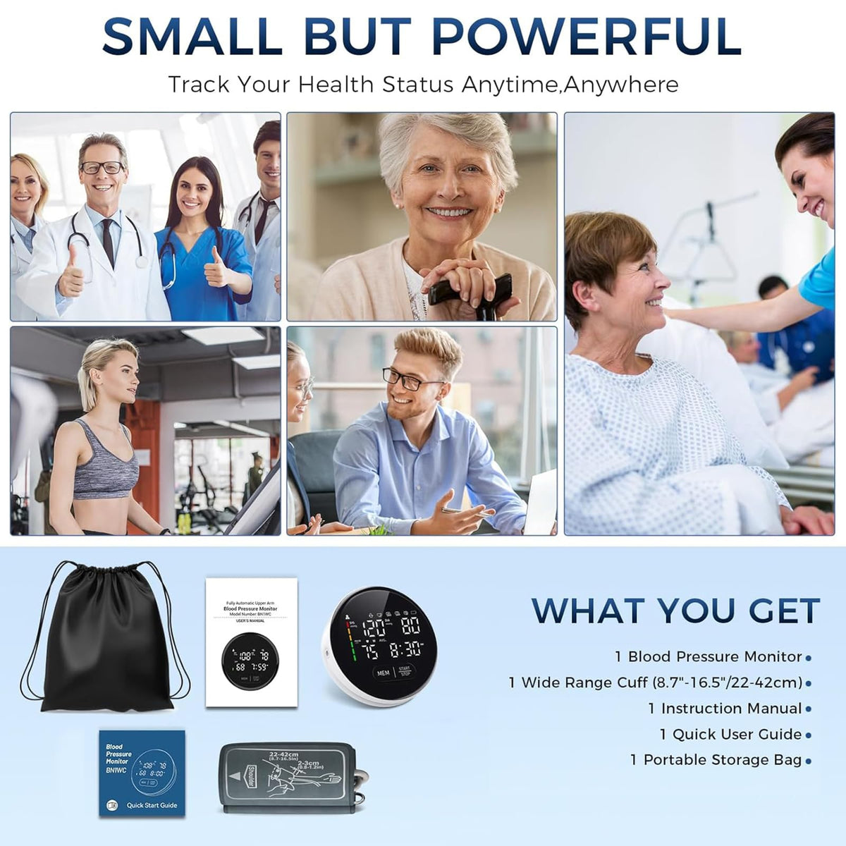 Blood Pressure Monitor Upper Arm Adjustable Cuff Voice Broadcast Large Backlit Display 240 Sets Memory L307
