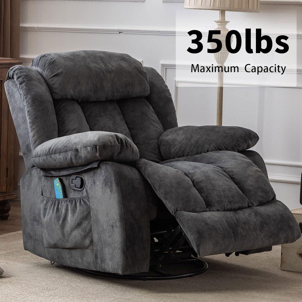 Gray Massage Swivel Rocker Recliner Chair I618