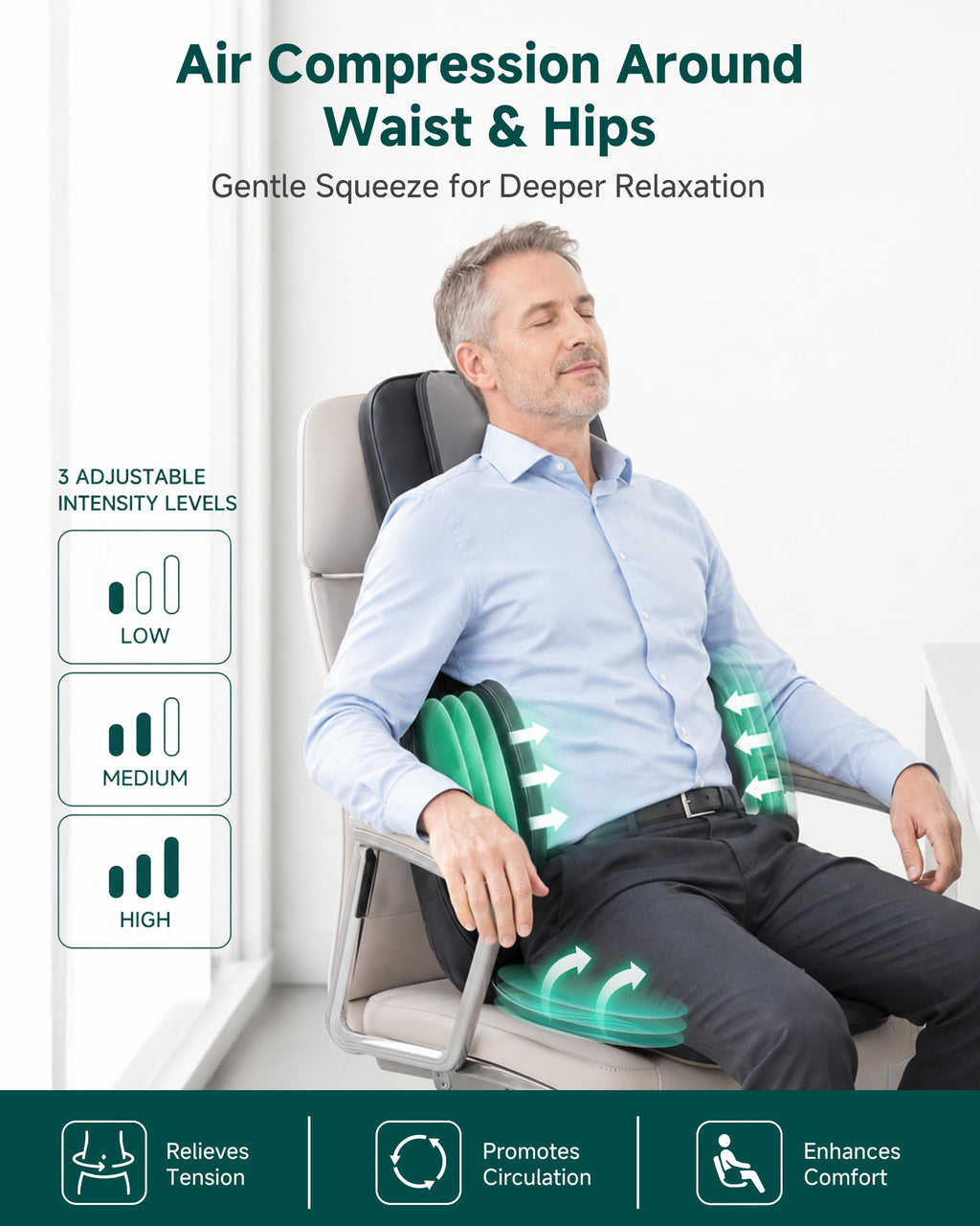 Shiatsu Neck and Back Massager Chair Pad with Heat G856