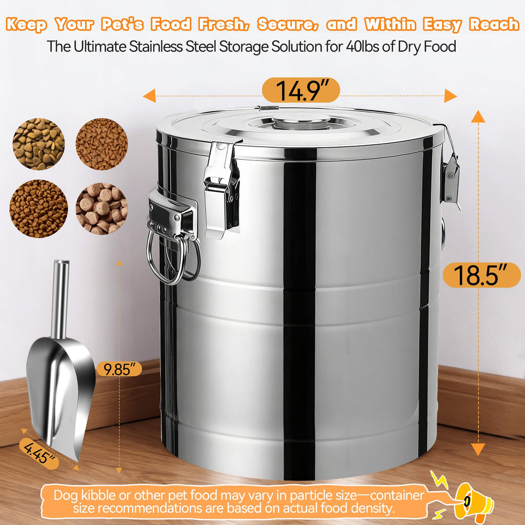 40lb Airtight Stainless Steel Dog Food Storage Container J673074