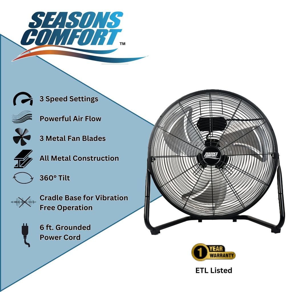 20 Inch 3 Speed Black High Velocity Fan N43959