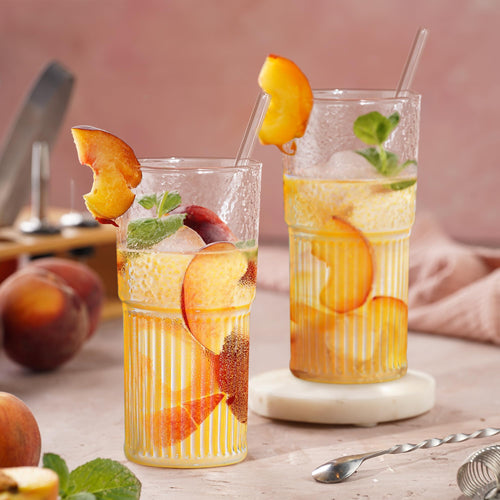 22 oz Clear Borosilicate Glass Tumbler with Straw and Lid, Set of 2 F312478