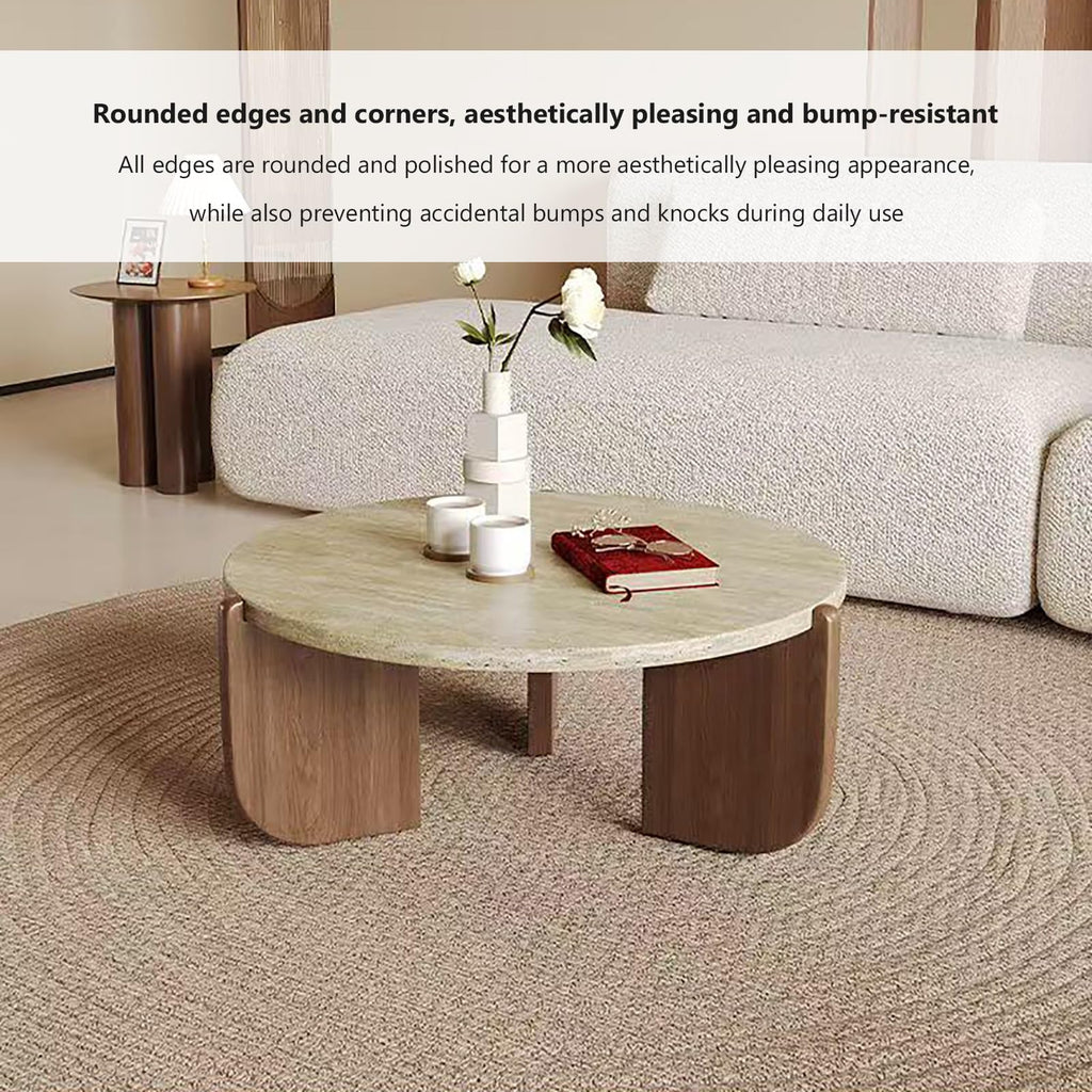 Solid Wood Stone Top Coffee Table E924278