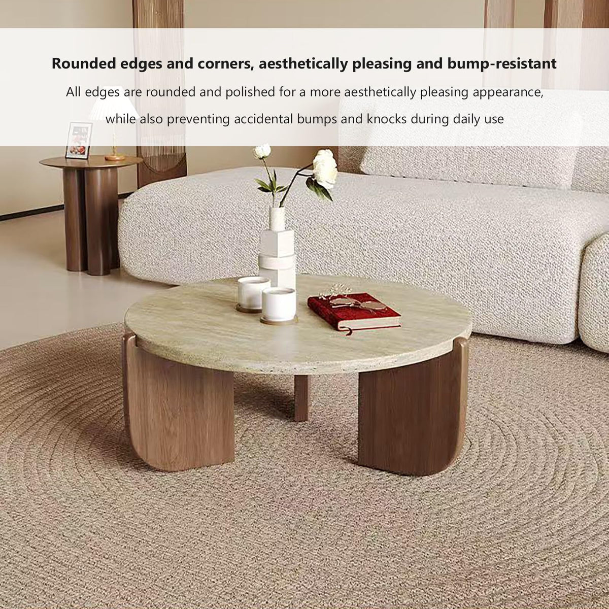 Solid Wood Stone Top Coffee Table E924278