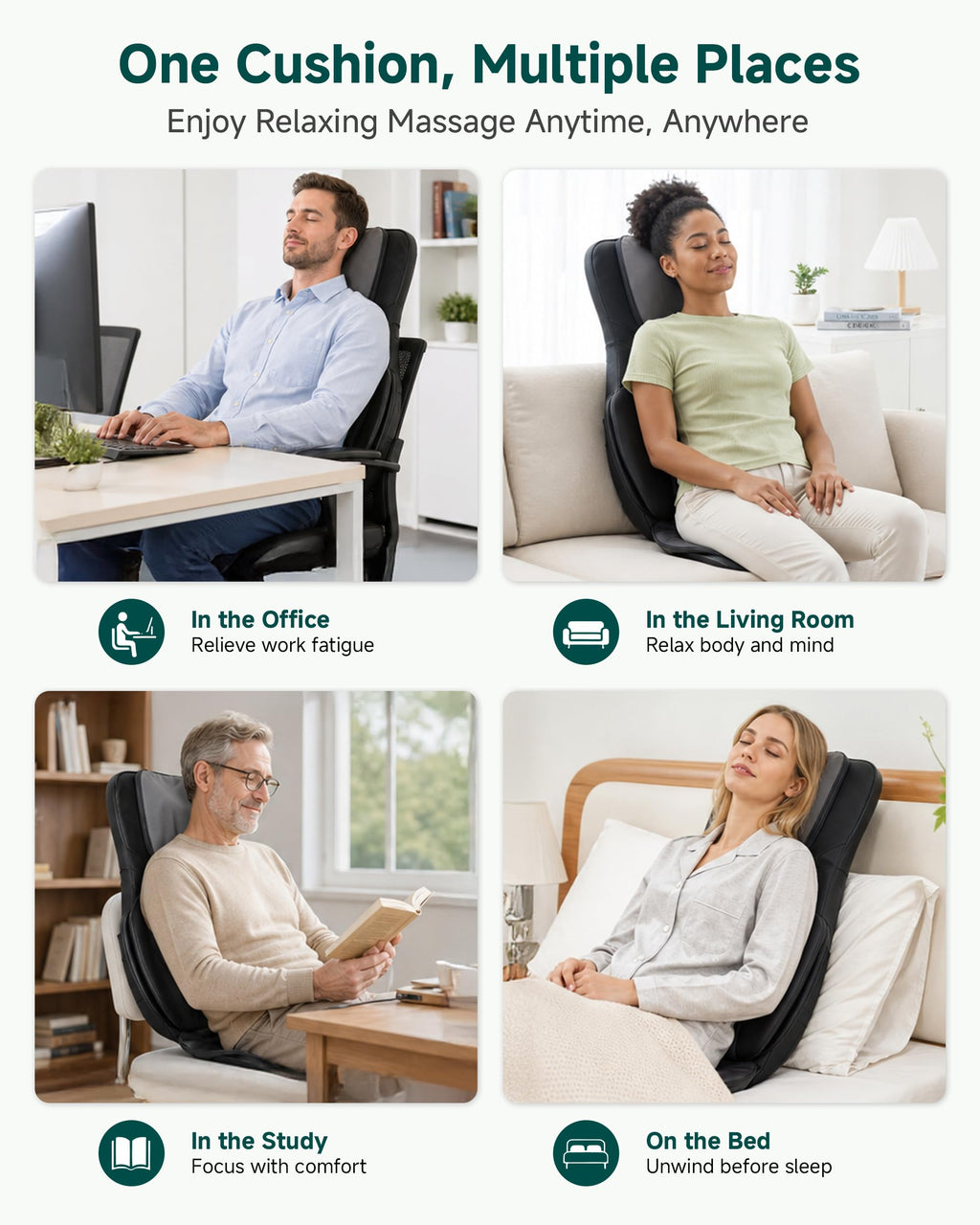 Shiatsu Neck and Back Massager Chair Pad with Heat G856