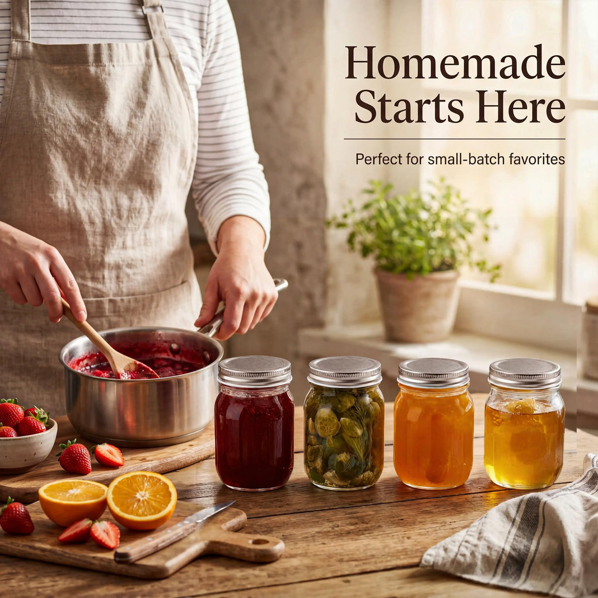 16 oz Clear Glass Mason Jars with Lids H1484