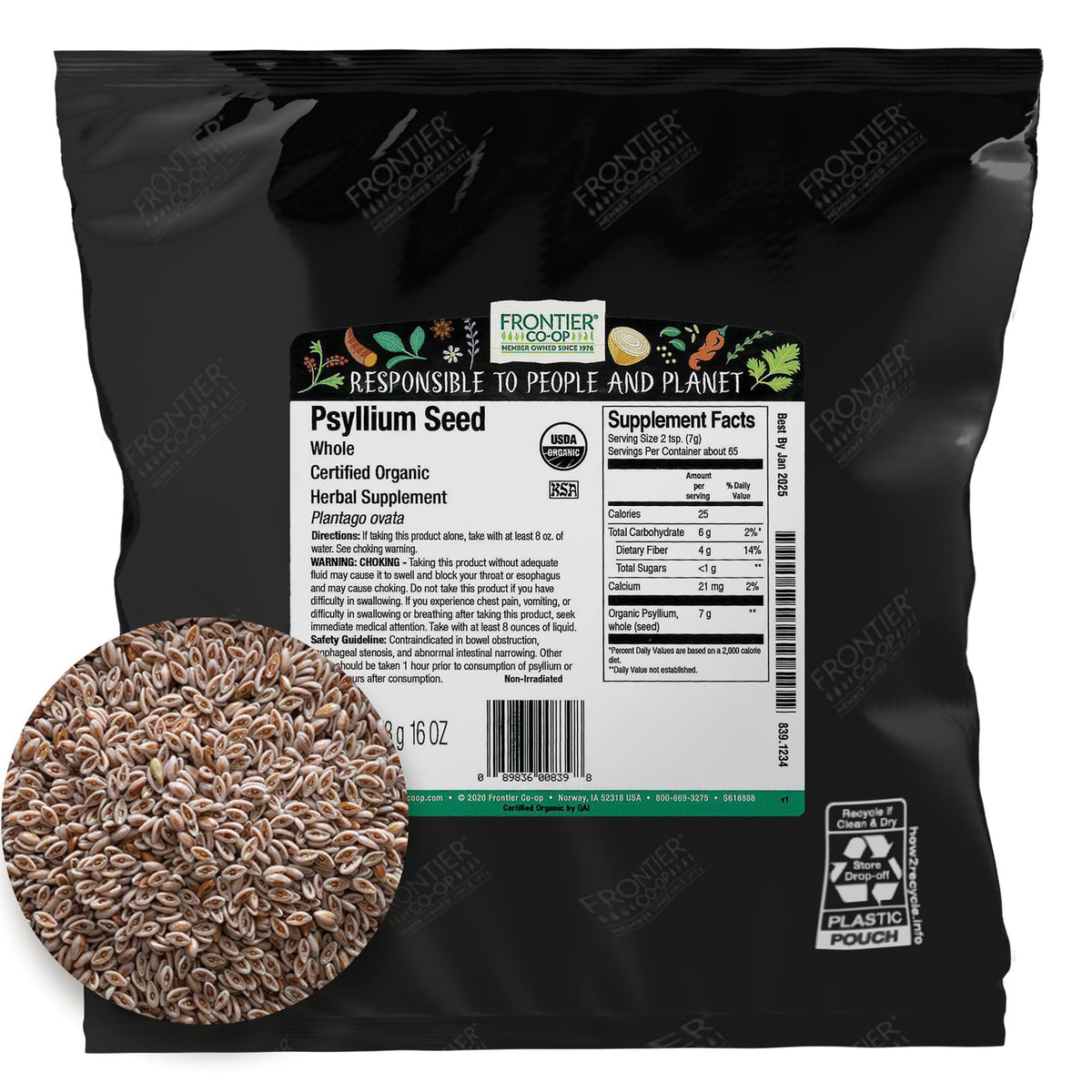 Organic Whole Psyllium Seed 1lb C137