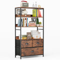 47-Inch 6 Tier Wood and Metal Bookshelf with 3 Fabric Drawers C901157