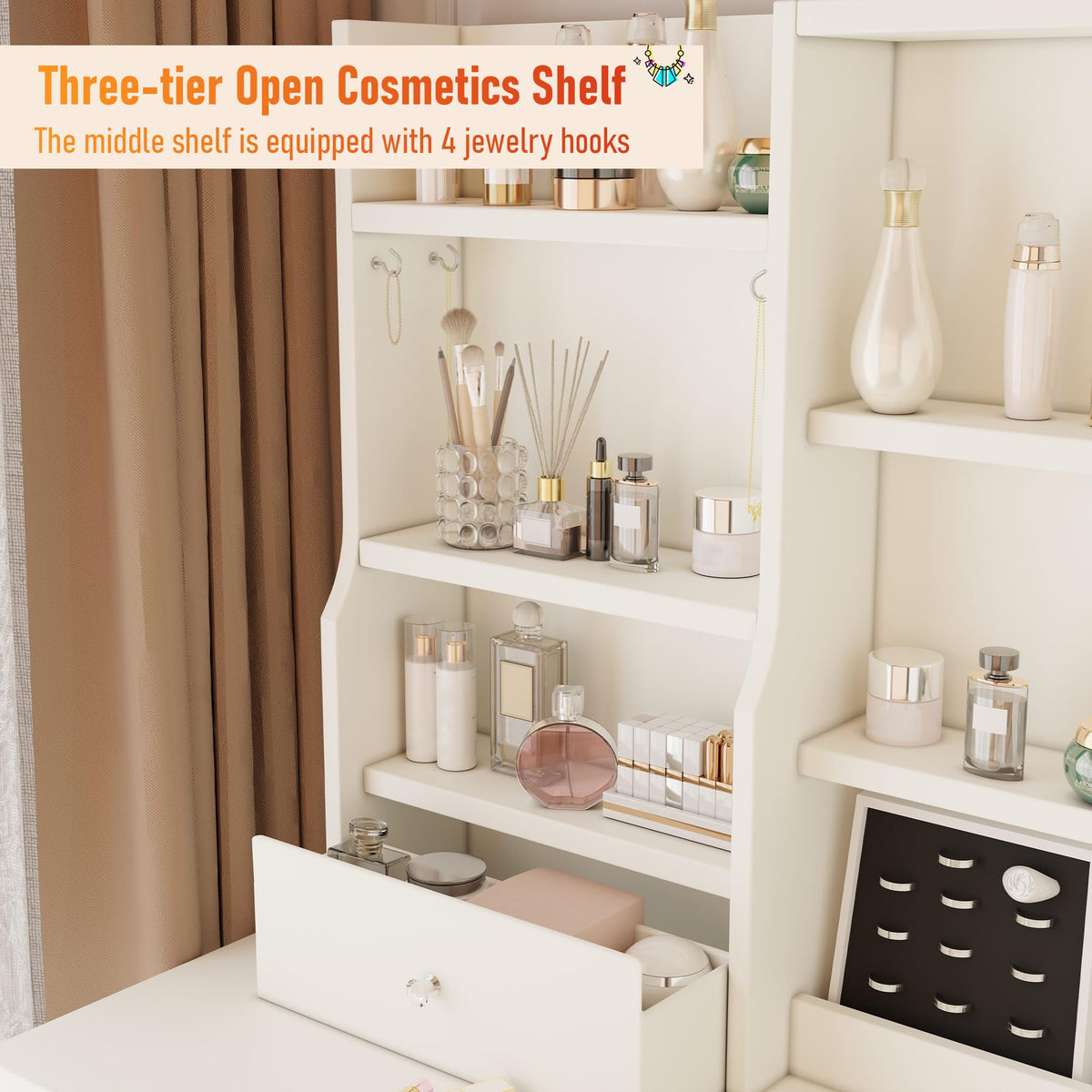 White Makeup Vanity Desk with LED Lights Mirror K368