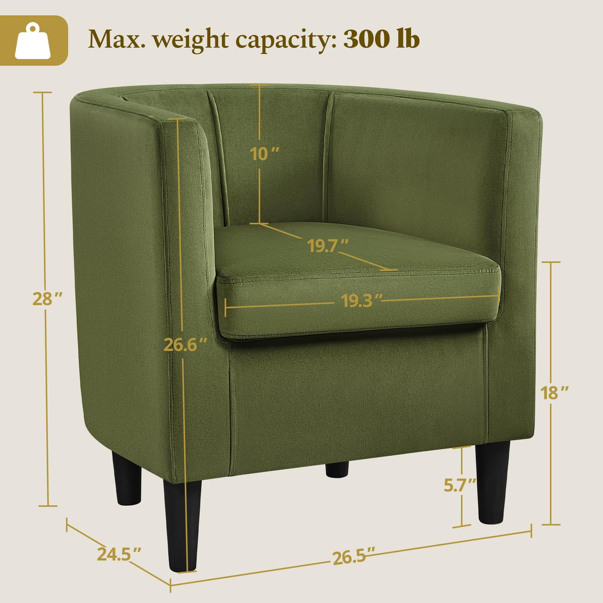 Barrel Accent Chairs Set of 2 Olive Green O53193