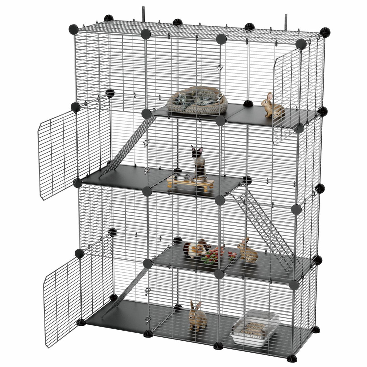 4-Tier Cat Cage Indoor with Anti-Tip Kit O413