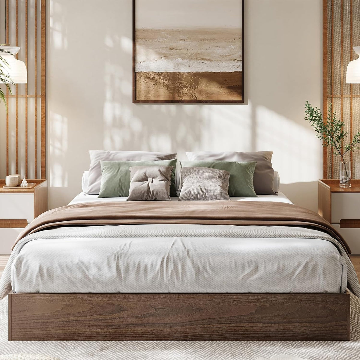 Wooden California King Size Platform Bed Frame D103537