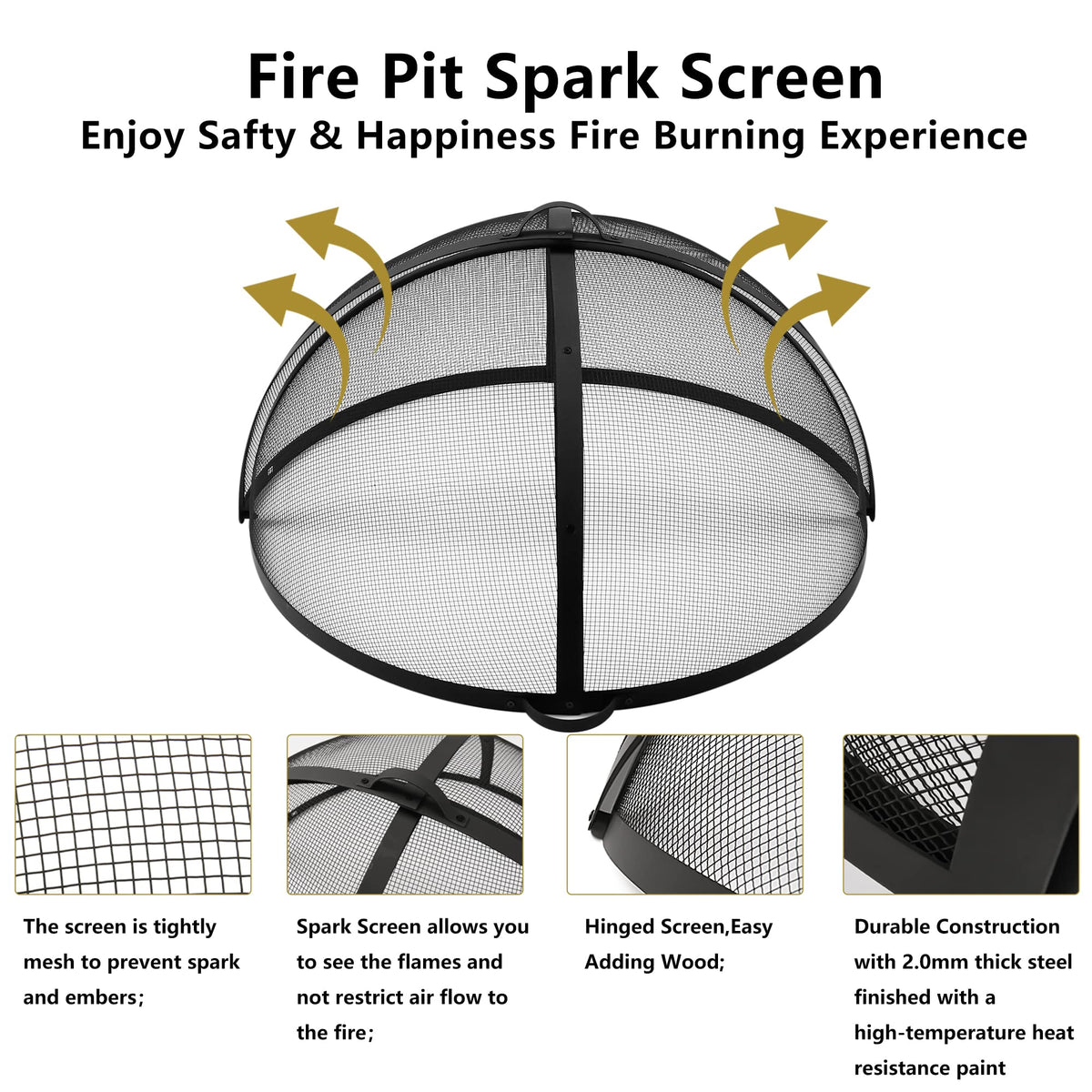 32" Round Fire Pit Spark Screen Cover with Door U5919
