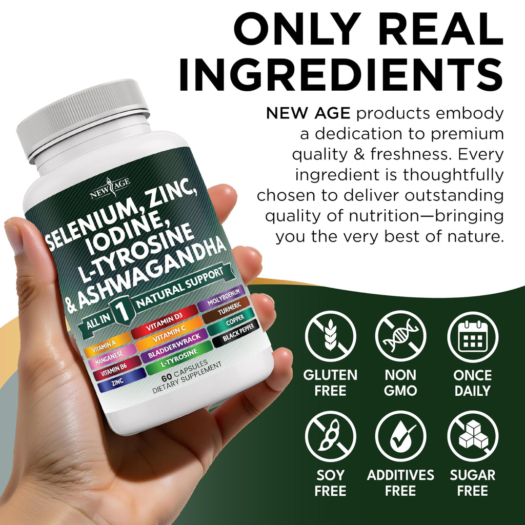 Selenium Zinc Iodine L Tyrosine Ashwagandha Supplement 120 Count L4583