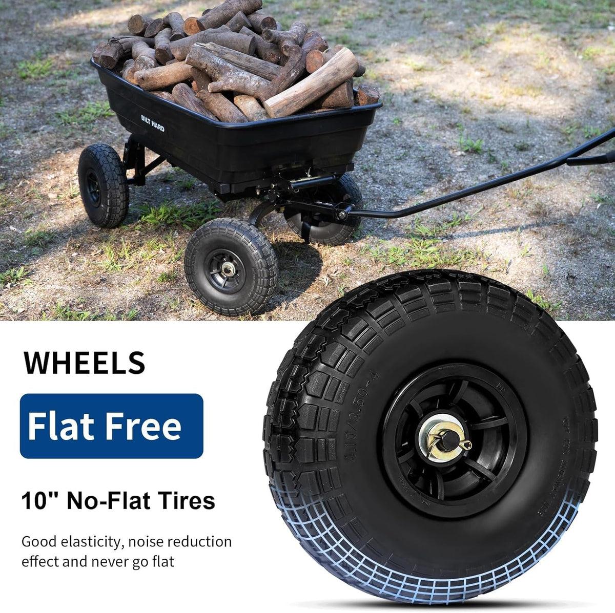4 Cu.Ft. Poly Yard Dump Cart with 180° Rotating Handle X17082