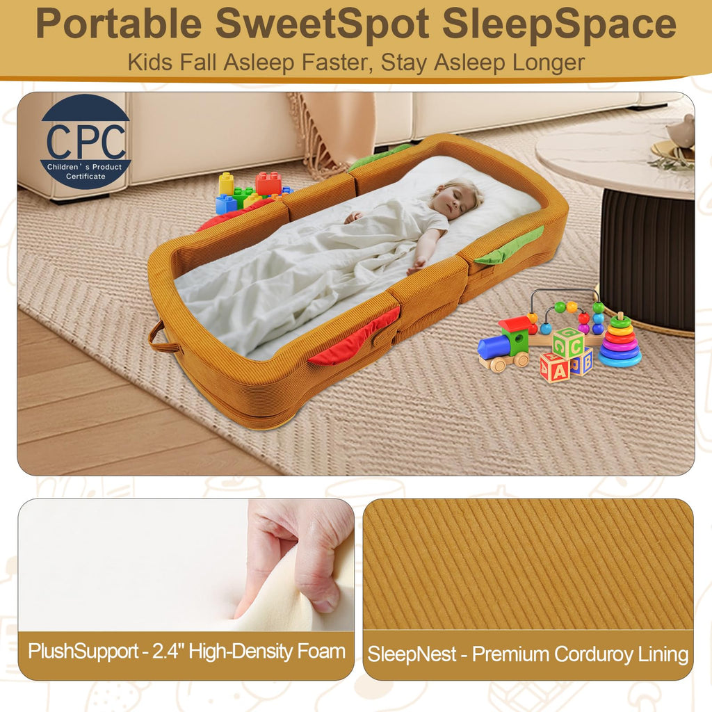 Portable Foldable Soft Foam Toddler Travel Bed with Safety Rail M26209