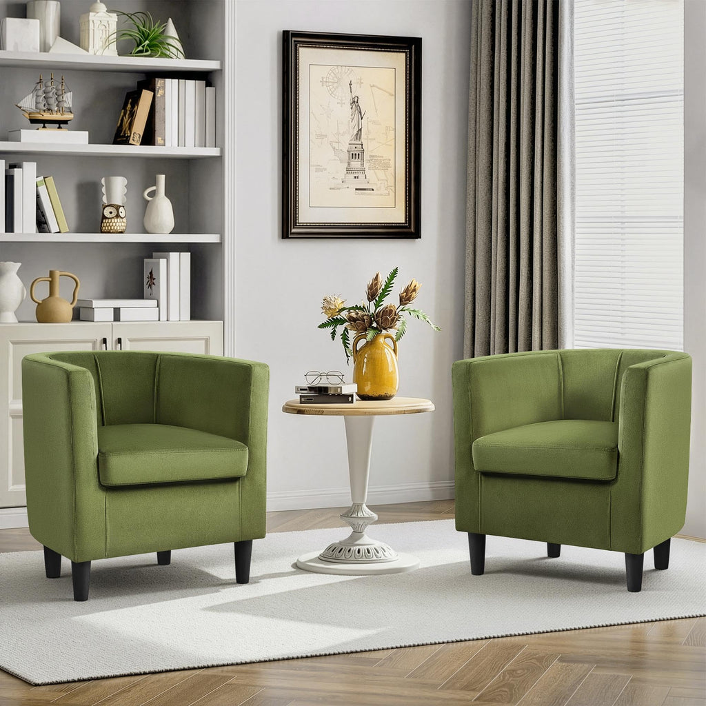 Barrel Accent Chairs Set of 2 Olive Green O53193