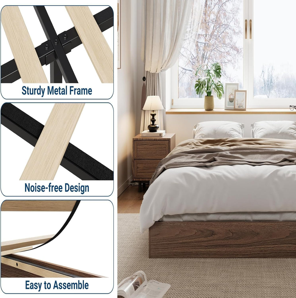 Wooden California King Size Platform Bed Frame D103537