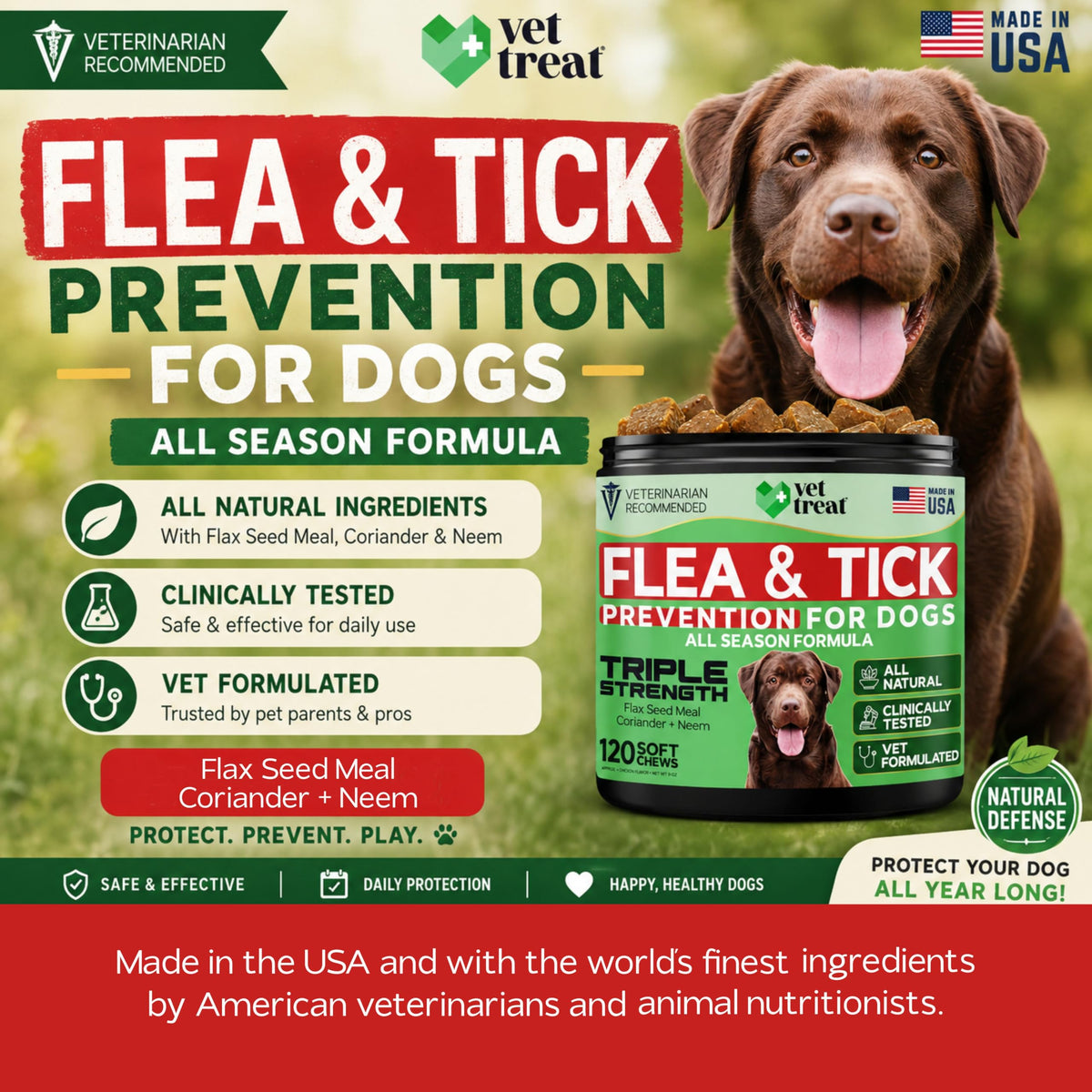 Flea and Tick Chewables for Dogs Chicken 120 Soft Treats Q765502