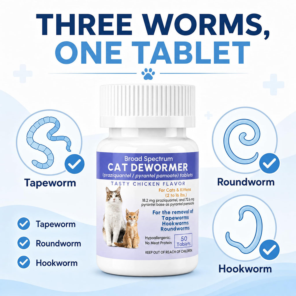 Broad Spectrum Cat & Kitten Dewormer 50 Tablets U919724