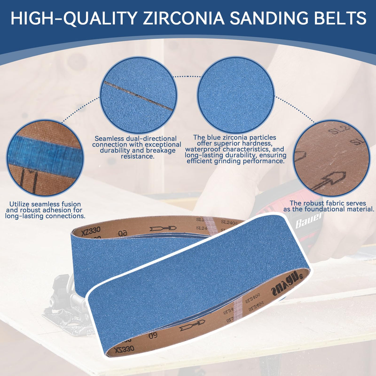 4x36 Inch 18 Pcs 6 Grits Zirconia Sanding Belts J77582
