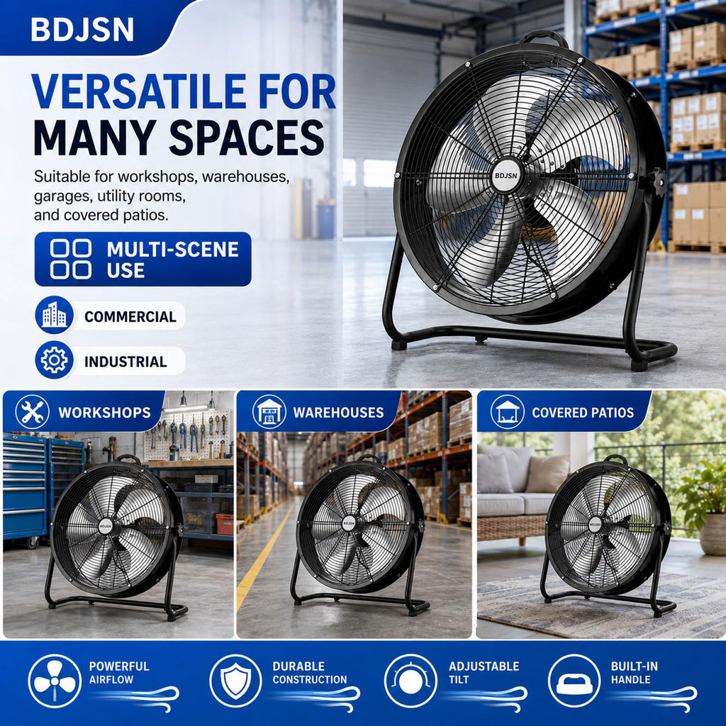 3-speed High Velocity Drum Fan with 5 Aluminium Blades E4739