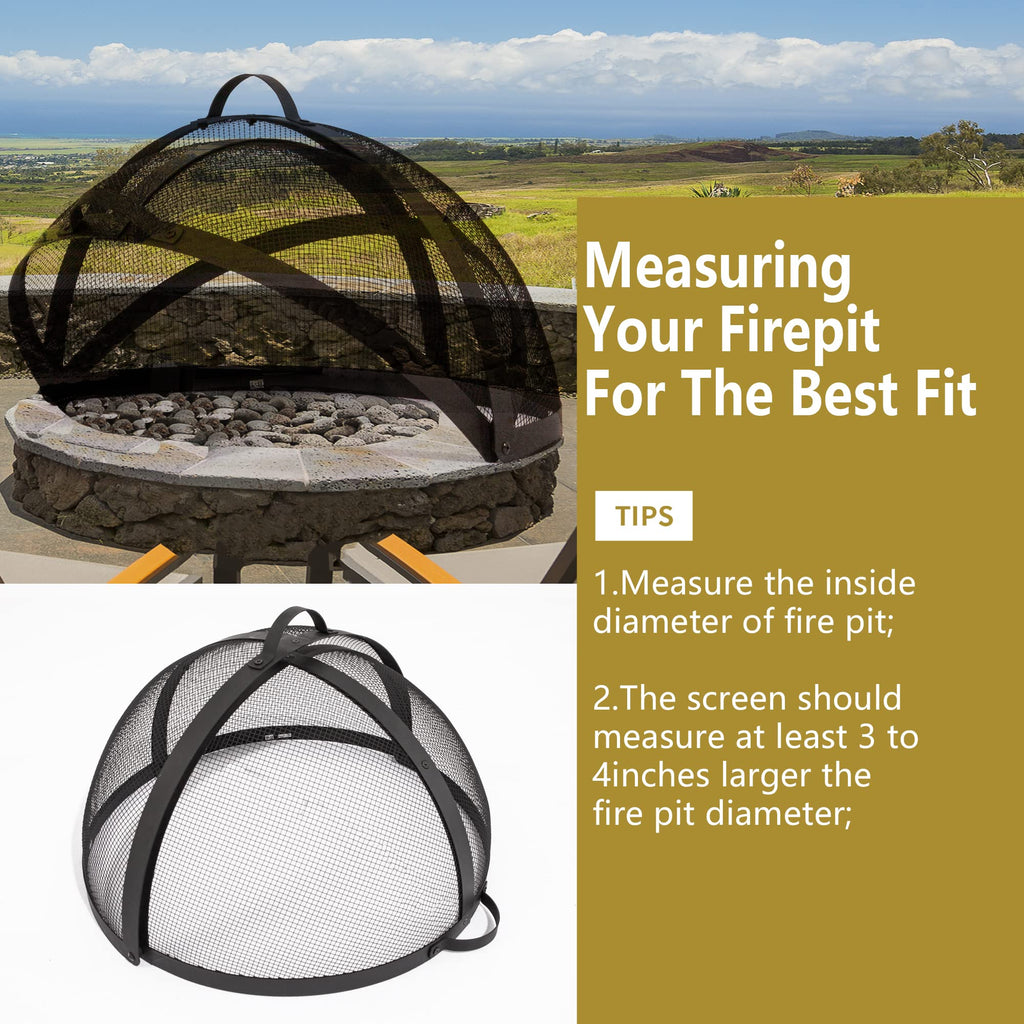 32" Round Fire Pit Spark Screen Cover with Door U5919
