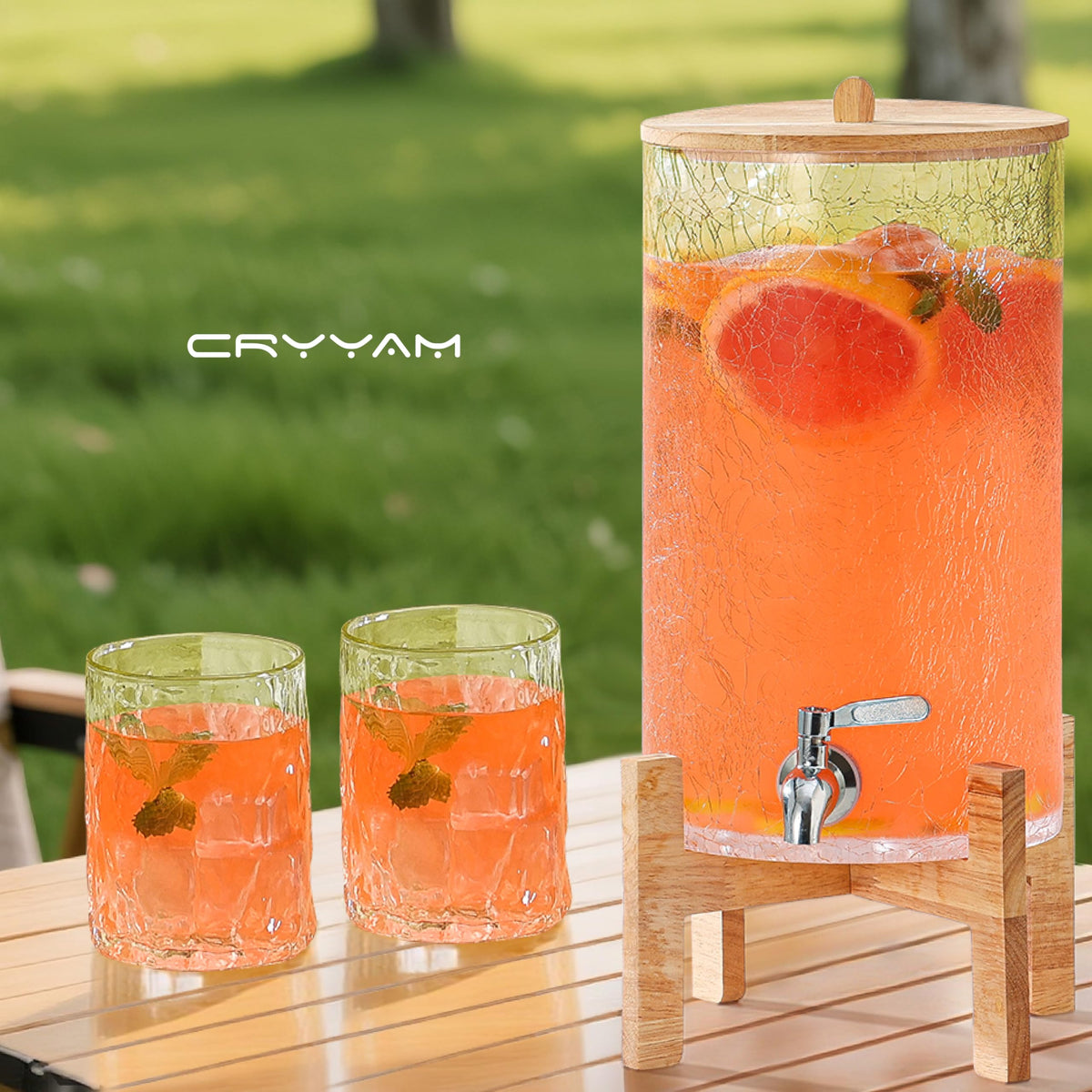2 Gallon Glass Drink Dispenser with Stand E14534