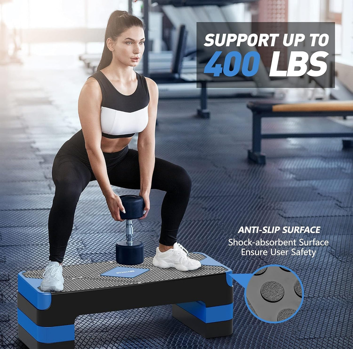 Adjustable Aerobic Exercise Step with 4” 6” 8” Risers I656492