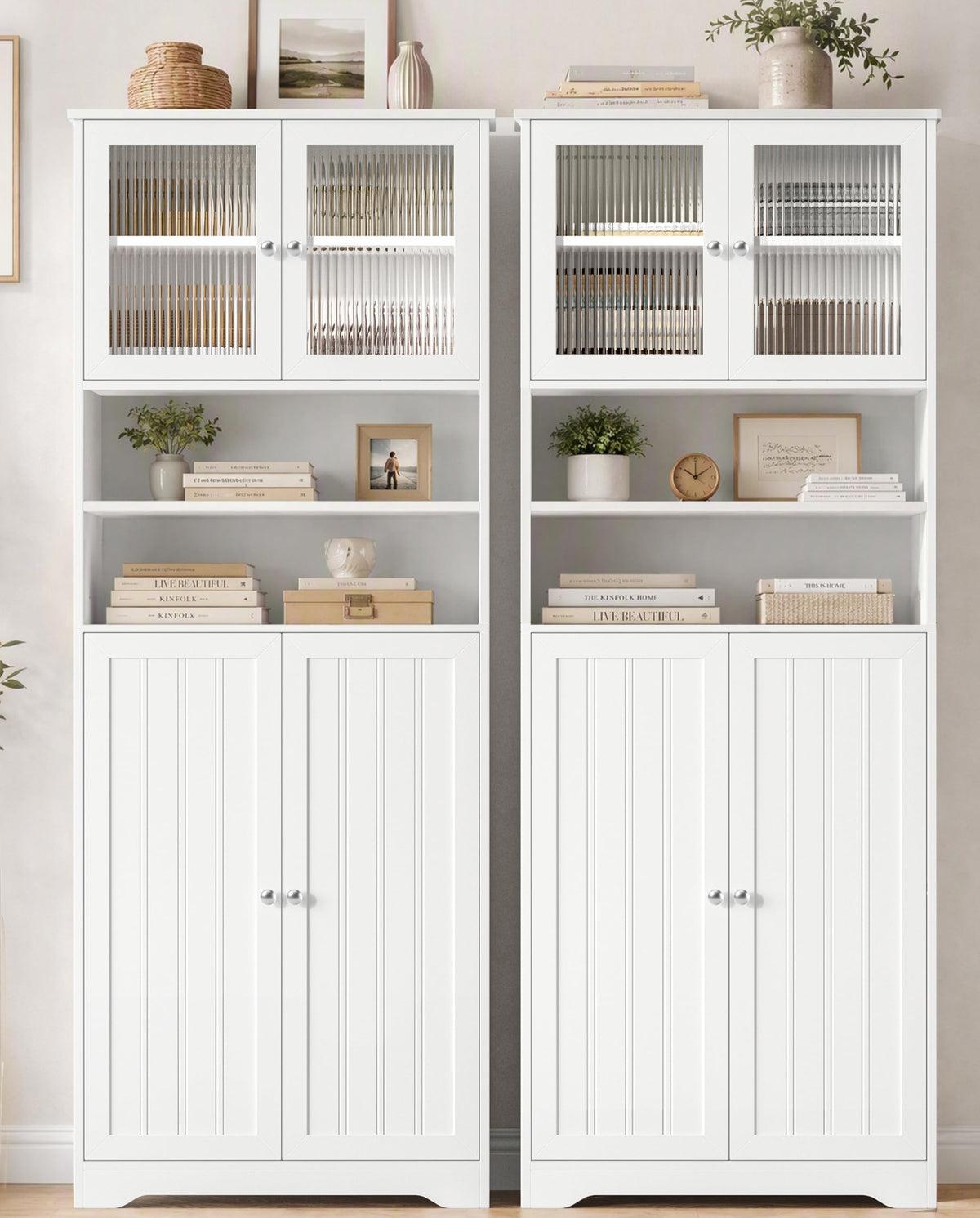 66.9" H Tall White Bathroom Storage Cabinet F954708
