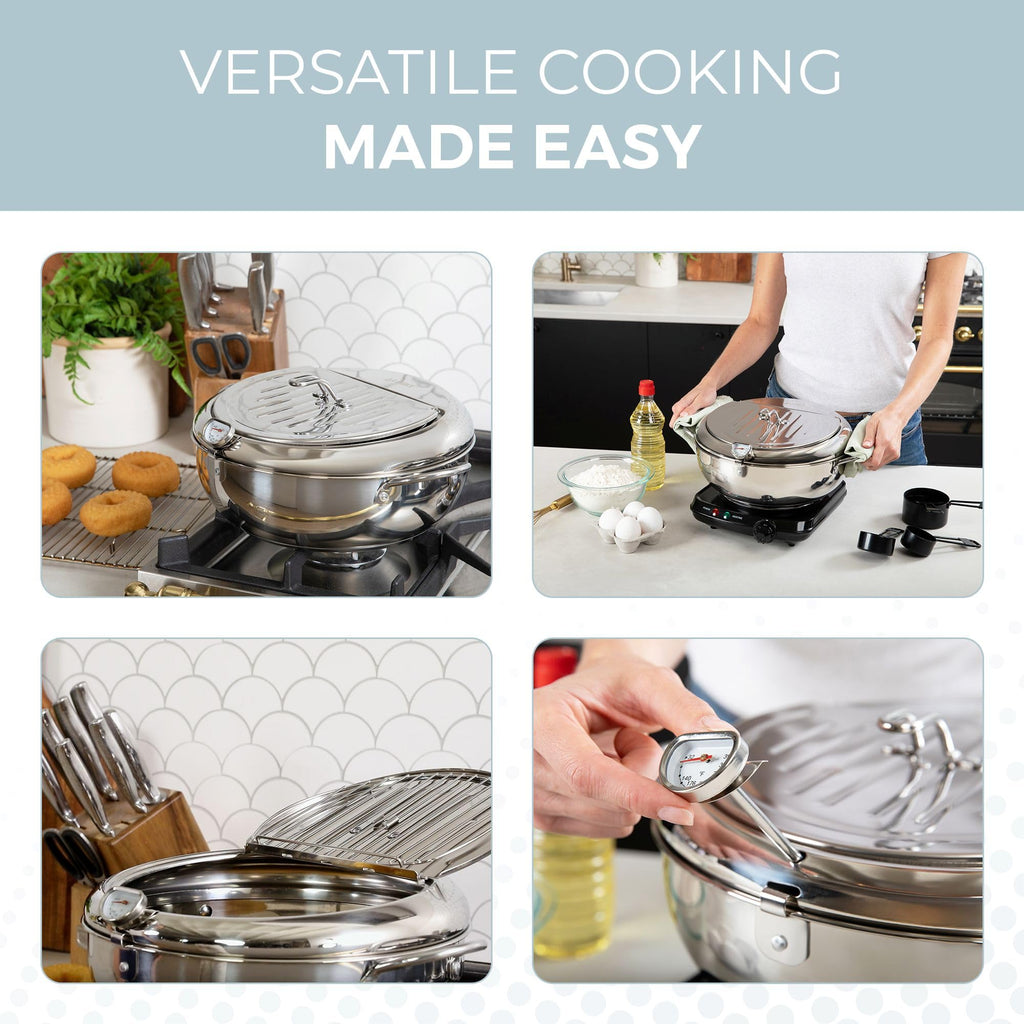 11-Inch Stainless Steel Deep Fryer Pot with Oil Thermometer S356441