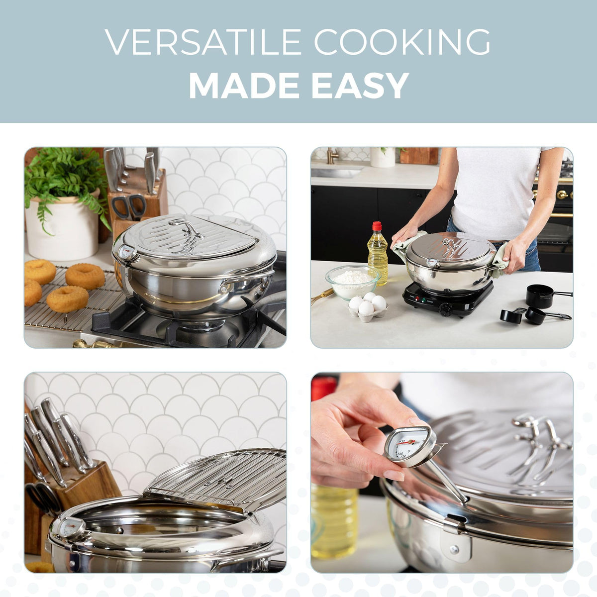 11-Inch Stainless Steel Deep Fryer Pot with Oil Thermometer S356441