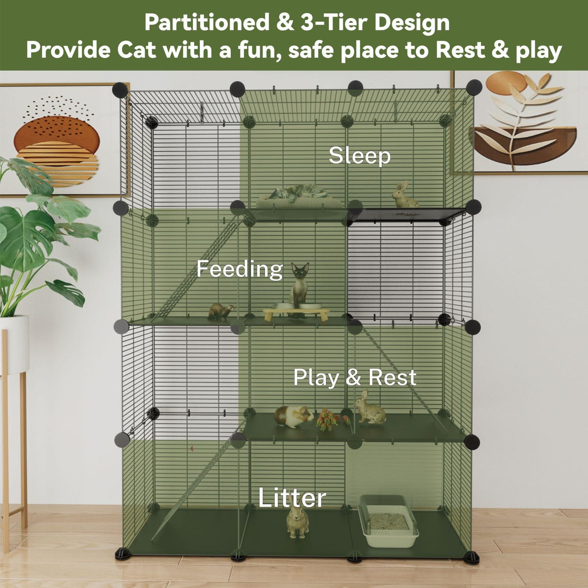 4-Tier Cat Cage Indoor with Anti-Tip Kit O413