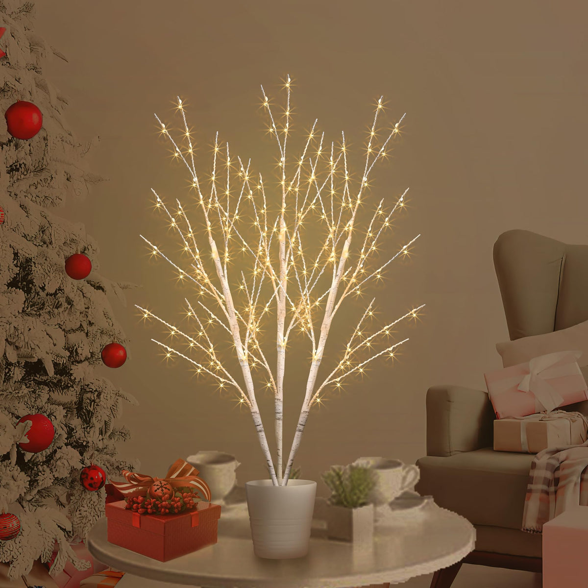 Birch Light Tree with 180 LED Lights Q914