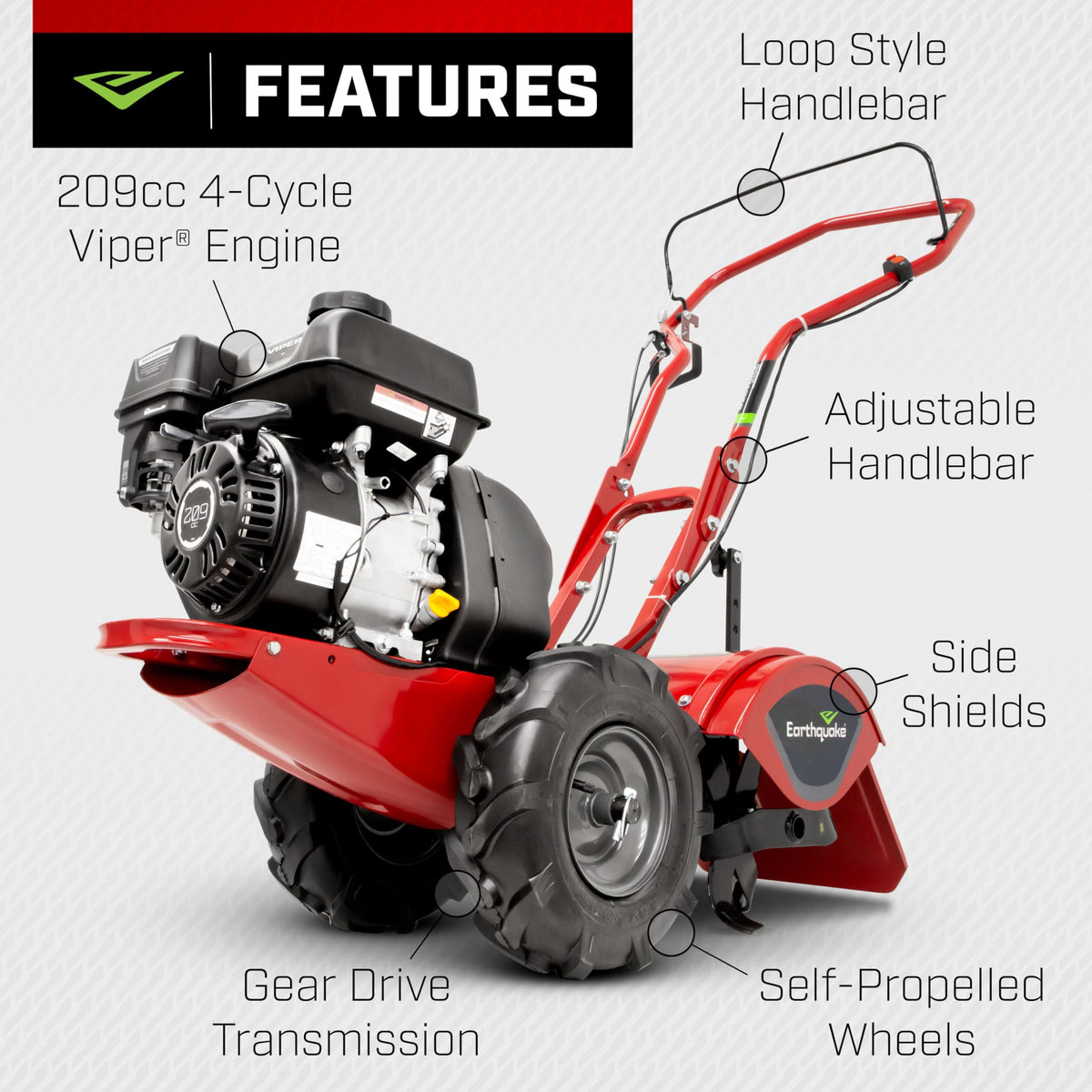 Rear Tine Tiller with 209cc Engine and Counter-Rotating Tines G8103