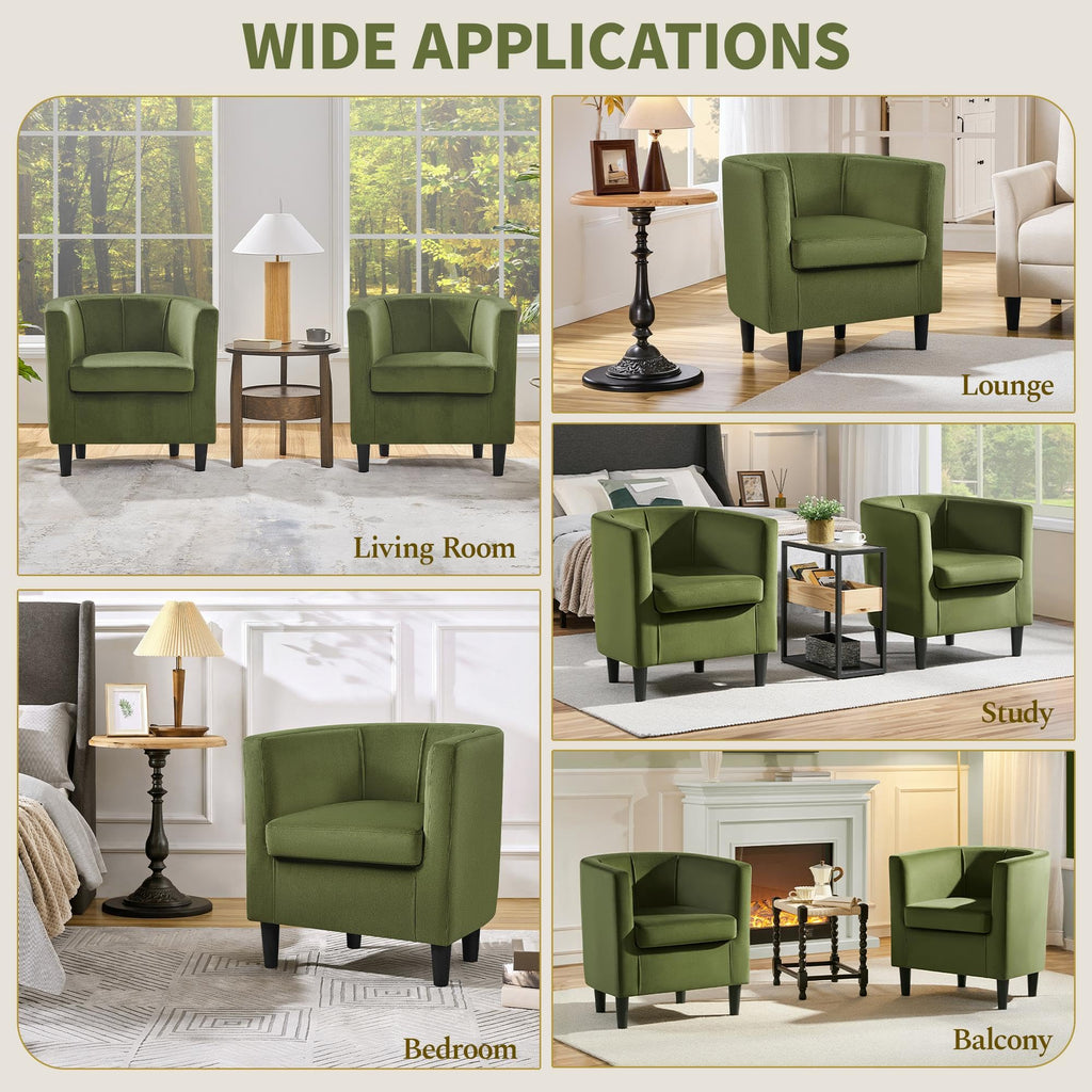 Barrel Accent Chairs Set of 2 Olive Green O53193